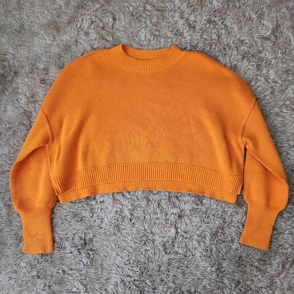 Free People Easy Street Crop Pullover Sweater‎ Orange - Picture 3 of 11